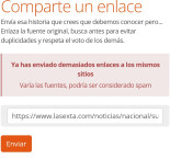 'Ya has enviado demasiados enlaces a los mismos sitios'