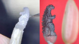 Un talentoso joyero esculpe a Godzilla en un grano de arroz