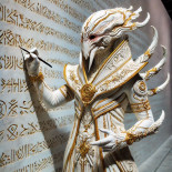 Alienígena escribiendo en un mural