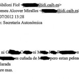 Un alto cargo del Govern balear envió ´mails´ con ´listas negras´ de empleados públicos