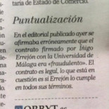 Rectificación de El Mundo acerca del contrato de Errejón. Casi invisible