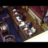 Diputado del PP ve una película durante un debate del parlamento canario